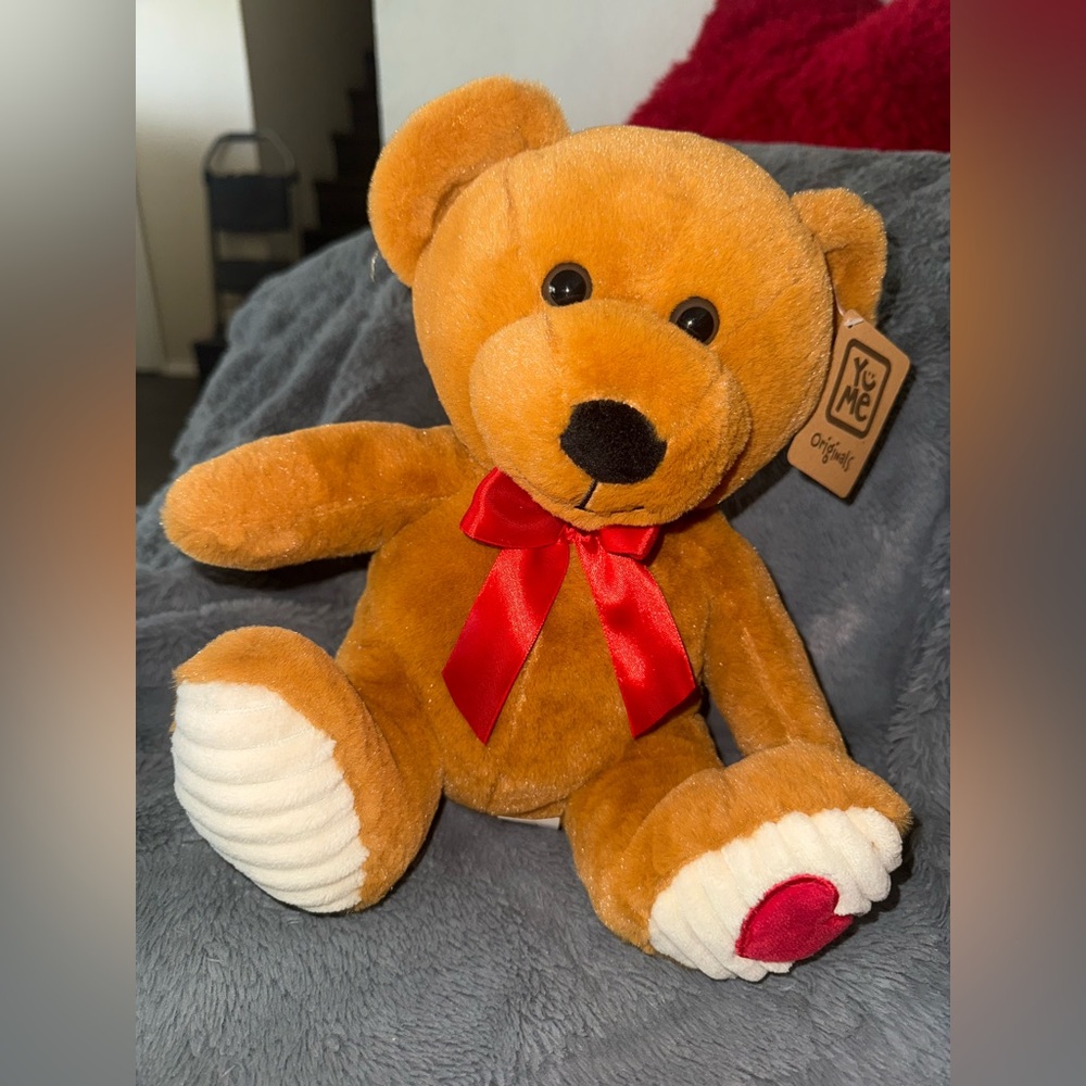 You & Me Brown Teddy Bear with Red Bow